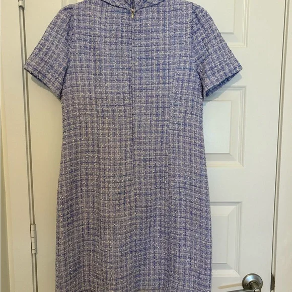 Lilly Pulitzer— TIESSA SHORT SLEEVE BOUCLE TWEED SHIFT, LARK LILAC SWIRL BOUCLE - Picture 5 of 6